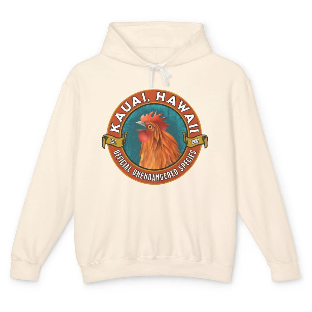 Funny Chicken Rooster Kauai Hawaii Unendangered Species Unisex Lightweight Hoodie