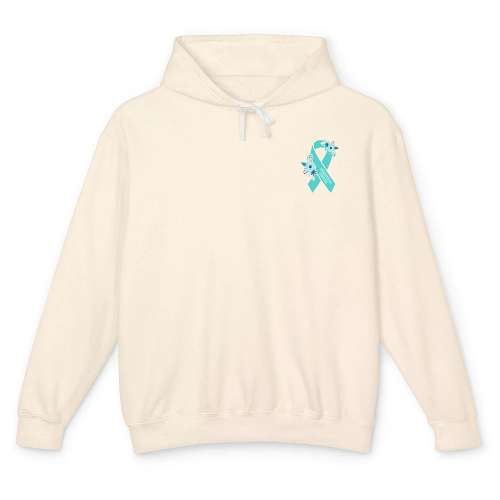 Interstitial Cystitis Awareness Floral Teal Ribbon Rainbow Unisex Lightweight Hoodie