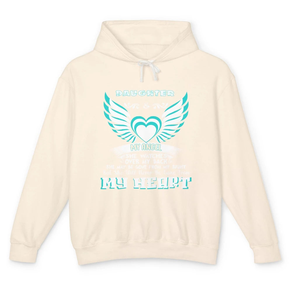 Angel Guardian She Watch Over My Back My Daughter In Heaven Unisex Lightweight Hoodie