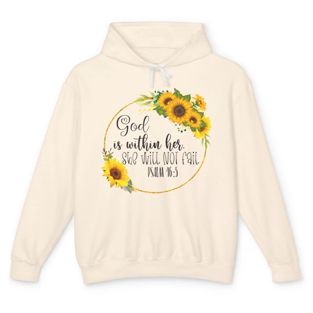 Floral Christian God Is Within Her She Will Not Fall Bible Unisex Lightweight Hoodie