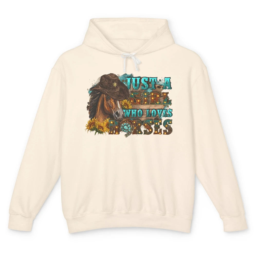 Floral Horse Mom Just A Girl Who Loves Horses Western Cowboy Unisex Lightweight Hoodie