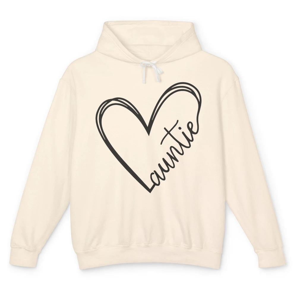 Cute Love Auntie Heart Typography Aunt Life Minimal Half Mom Unisex Lightweight Hoodie