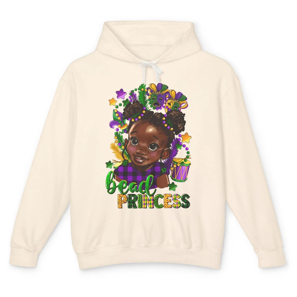 Mardi Gras Bead Princess Black Girl Fat Tuesday New Orleans Unisex Lightweight Hoodie