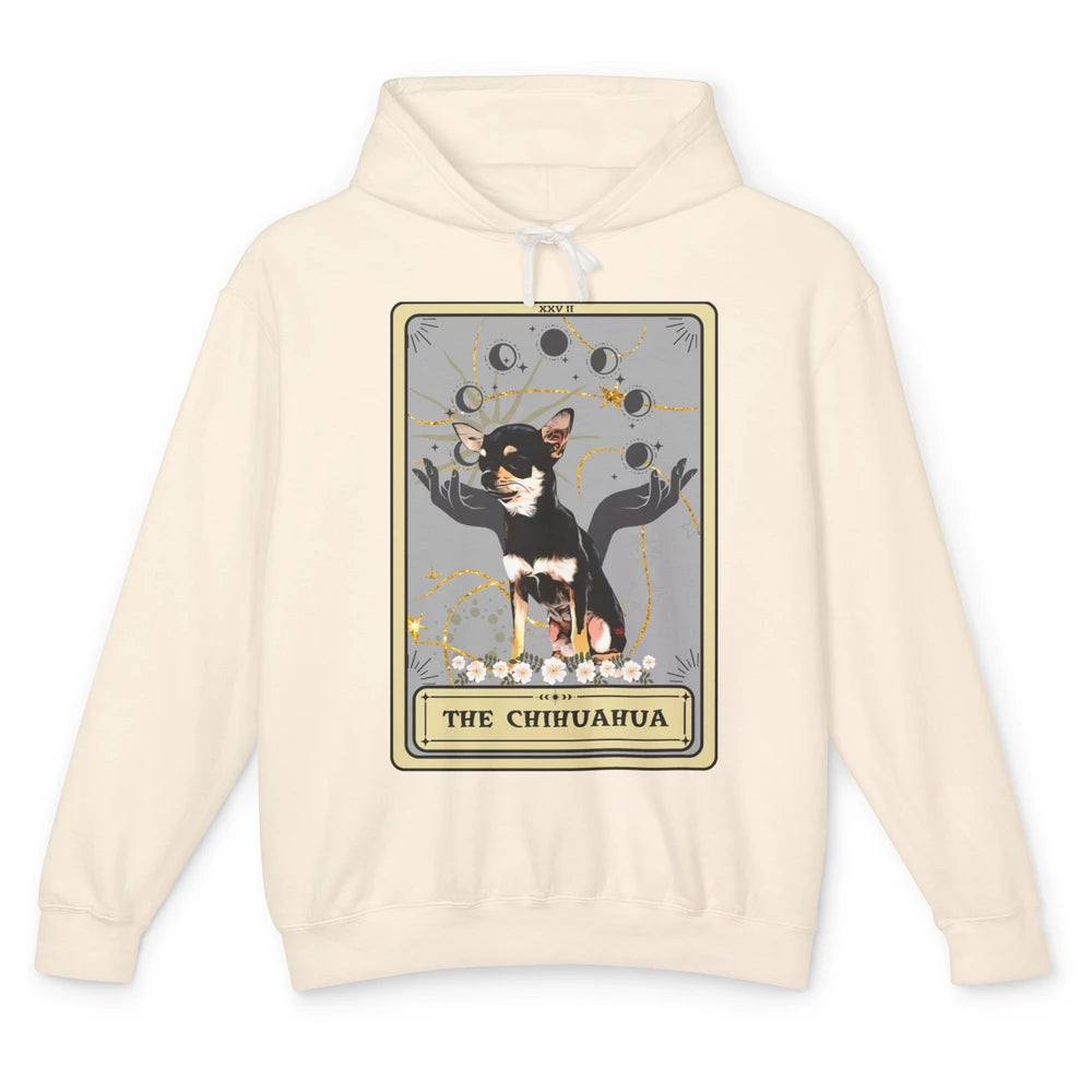 The Chihuahua Tarot Card Black Chihuahua Halloween Dog Mom Unisex Lightweight Hoodie