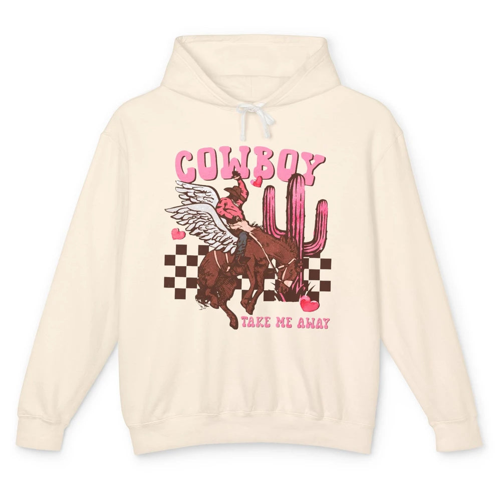 Take Me Away Valentine Cowboy Rodeo Horse Riding Western Unisex Lightweight Hoodie