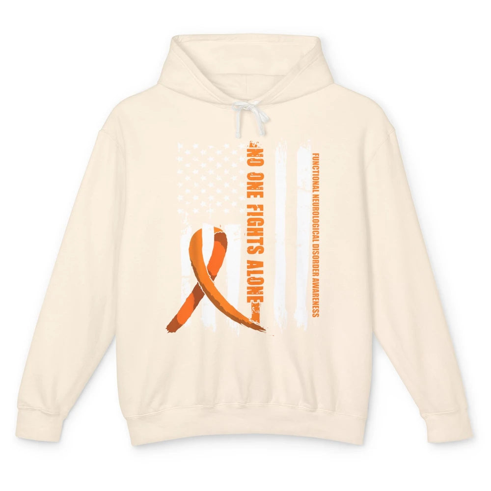 Functional Neurological Disorder FND Orange Ribbon US Flag Unisex Lightweight Hoodie