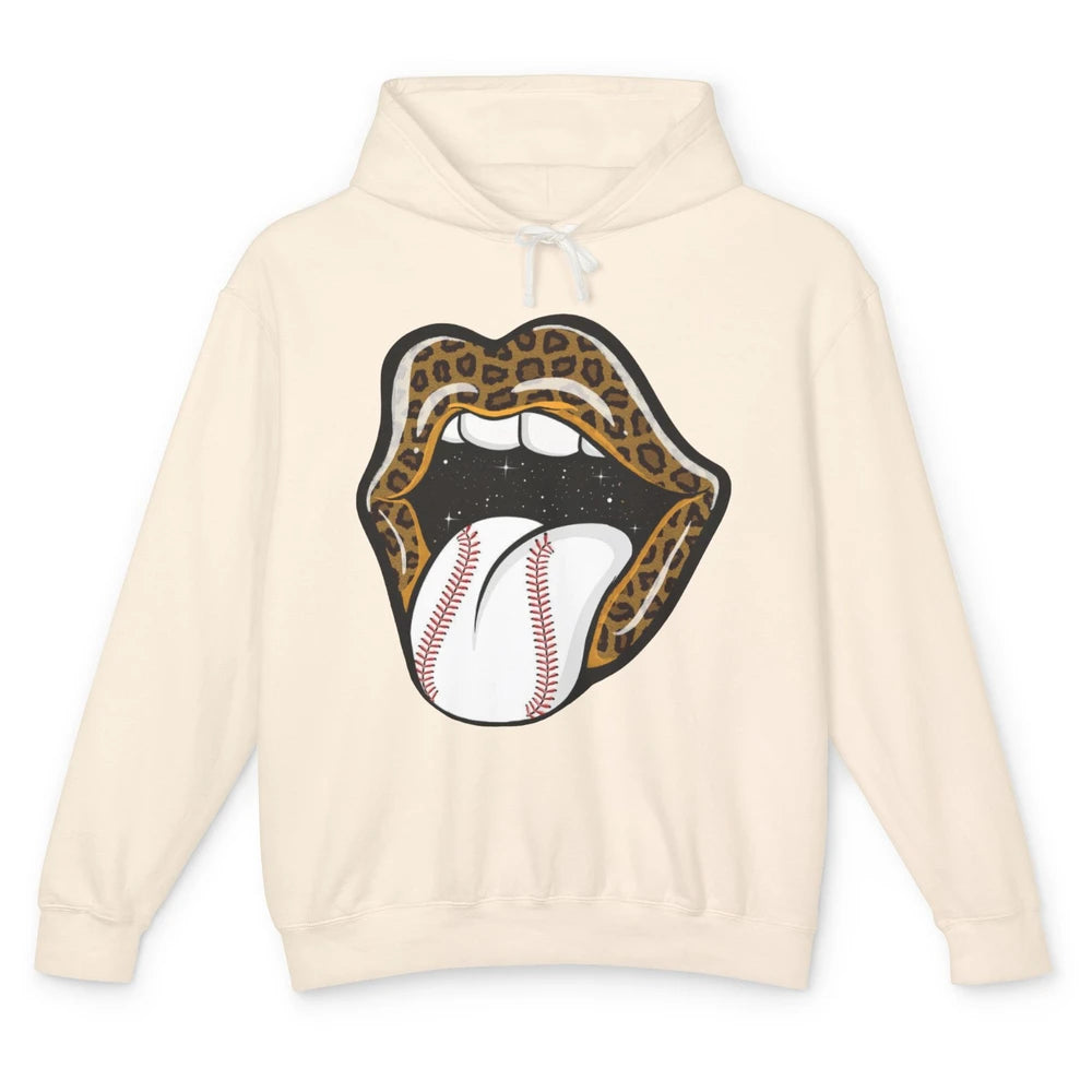 Baseball Lovers Leopard Lips Baseball Players Gift Unisex Lightweight Hoodie