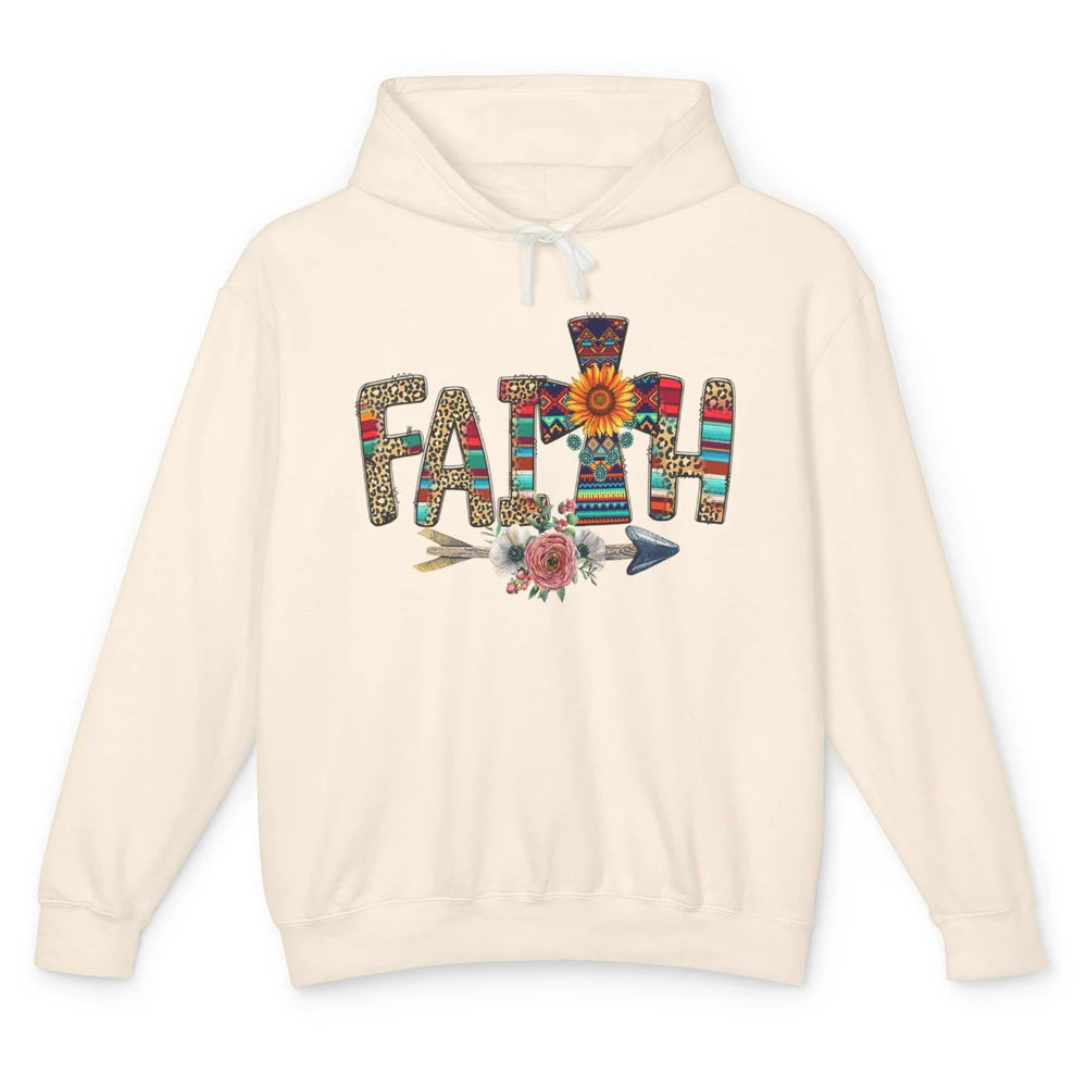 Leopard Serape Faith Religious Western Country Christian God Unisex Lightweight Hoodie