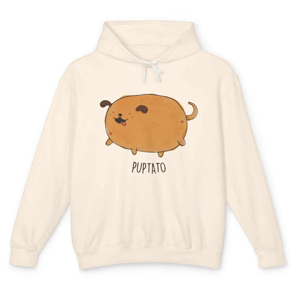 Funny Puptato Puppy Dog Potato Pet Animal Pun Wordplay Joke Unisex Lightweight Hoodie