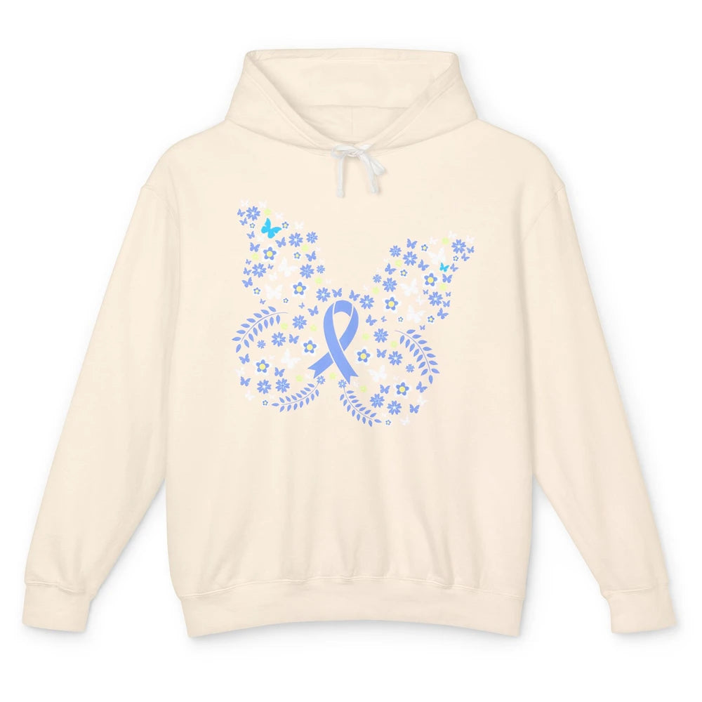 Butterfly Colon Warrior Colorectal Cancer Dark Blue Ribbon Unisex Lightweight Hoodie