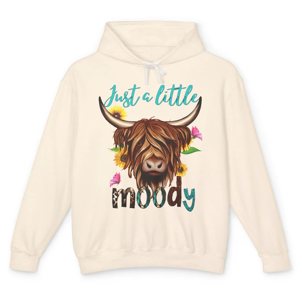 Funny Heifer Cow Just A Little Moody Leopard Western Country Unisex Lightweight Hoodie