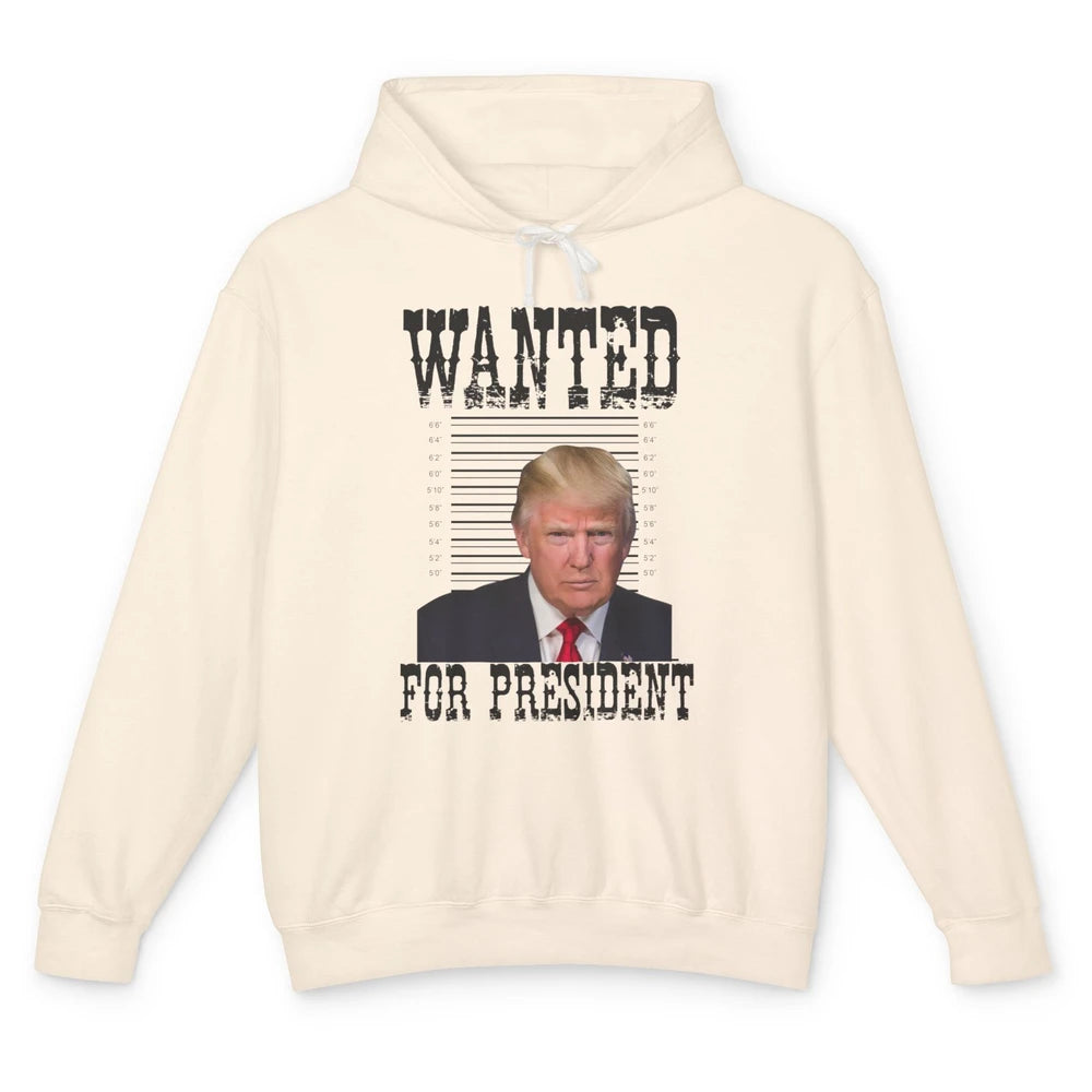 Wanted For President Support Trump 2024 Back Anti Biden Unisex Lightweight Hoodie