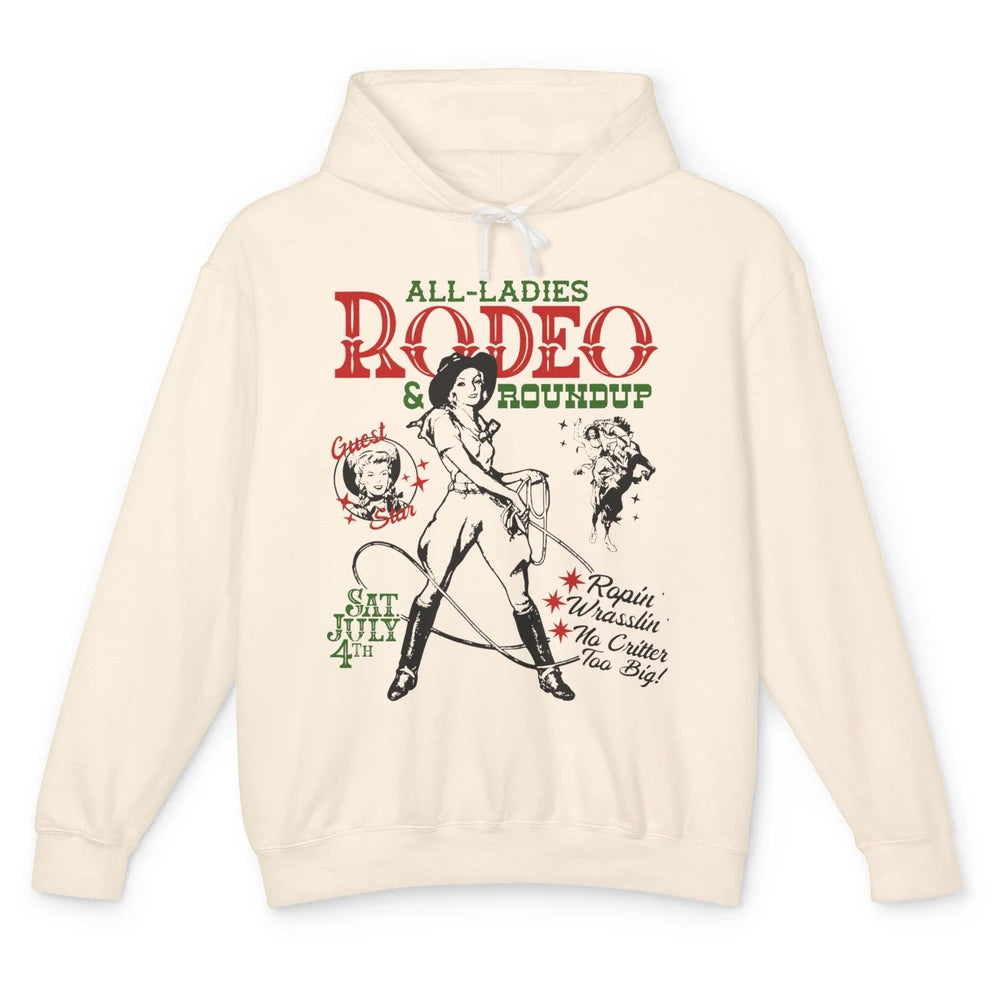 Retro Cowgirl All Ladies Roundup Western Country Rodeo Mom Unisex Lightweight Hoodie