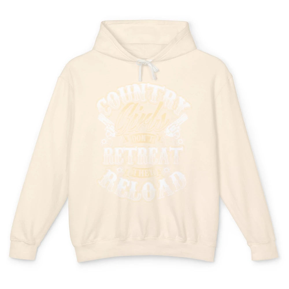 Retro Country Girl Don't Retreat They Reload Western Cowgirl Unisex Lightweight Hoodie