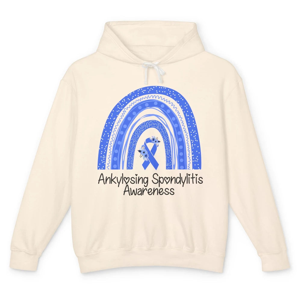 Ankylosing Spondylitis Awareness Support Floral Blue Rainbow Unisex Lightweight Hoodie