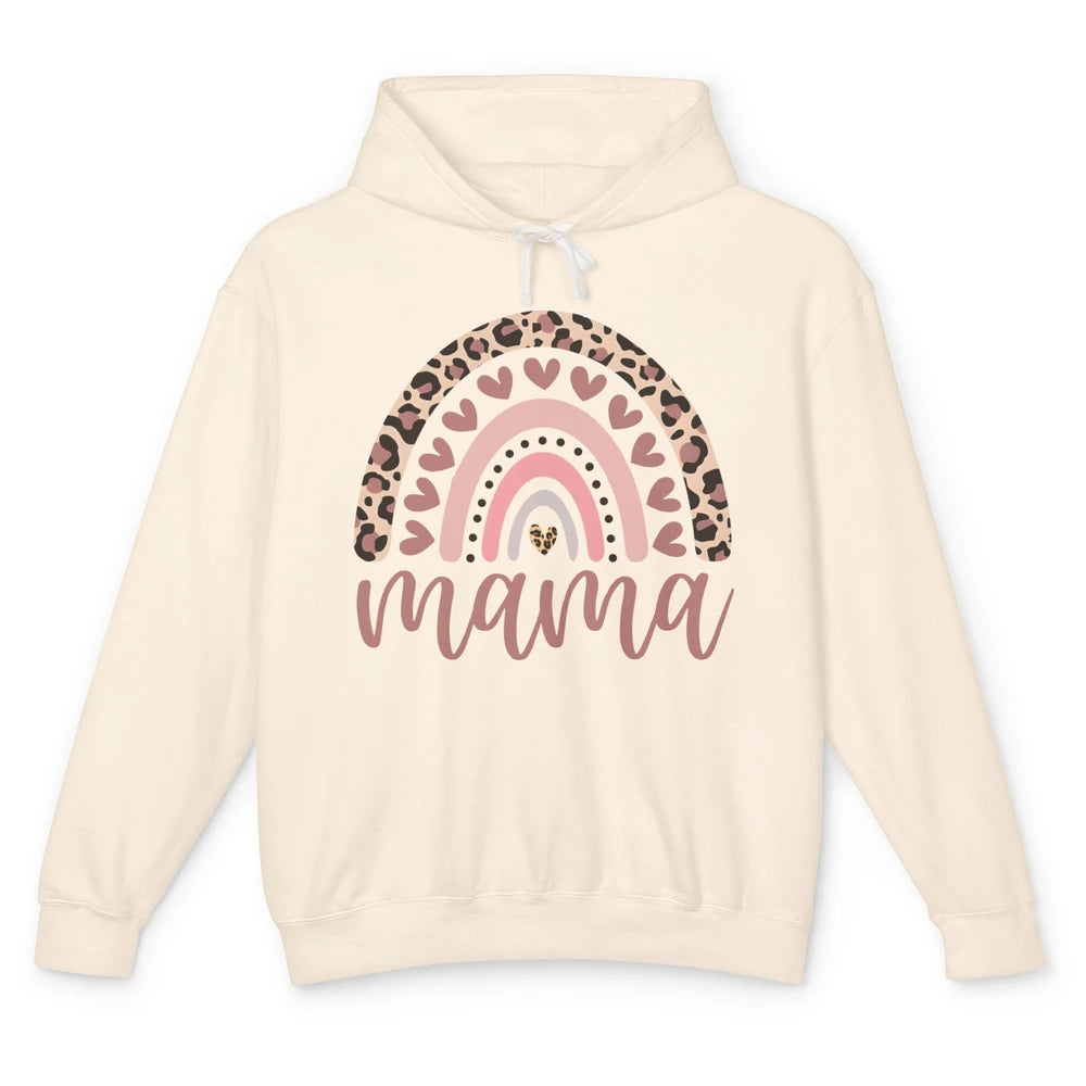 Mama Leopard Rainbow Cheetah Love Mini Mothers Valentine Day Unisex Lightweight Hoodie