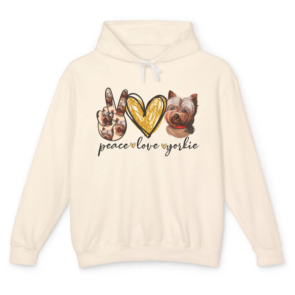 Peace Love Yorkie Dog Lovers Yorkshire Terrier Dad Mom Gift Unisex Lightweight Hoodie