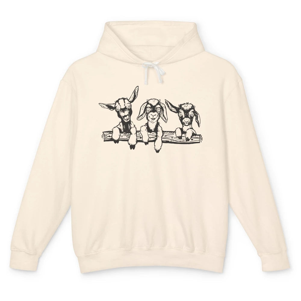 Cute Goats Farm Animal Retro Goat Mom Baby Goat Lovers Gift Unisex Lightweight Hoodie