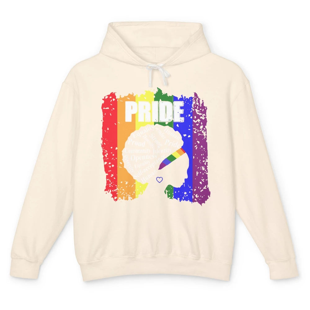 Proud Afro Girl Gay Pride Month Equality Unisex Lightweight Hoodie