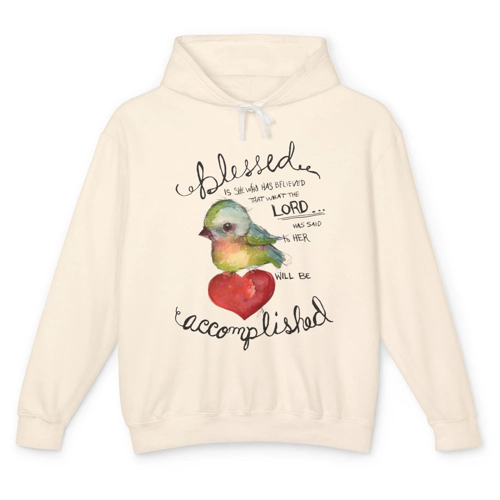 Christian Blessed Is She Who Believed Bible Verse Religious Unisex Lightweight Hoodie