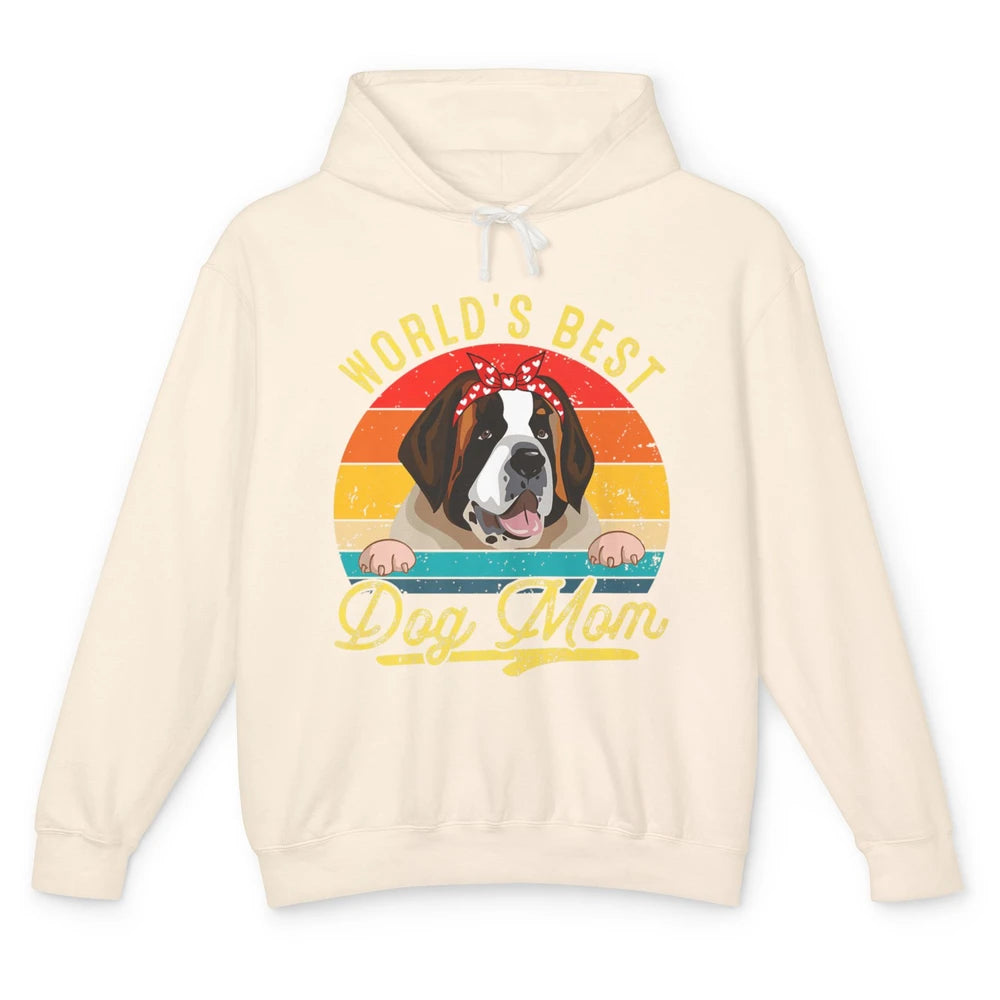 World Best Saint Bernard Dog Mom Funny Sunflower Mothers Day Unisex Lightweight Hoodie