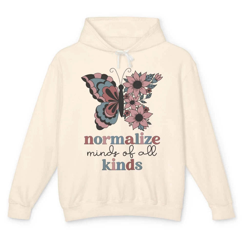 Normalize Minds Of All Kinds Sped Teacher Floral Butterfly Unisex Lightweight Hoodie