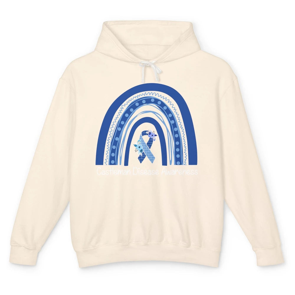 Castleman Disease Awareness Floral Blue Ribbon Rare Disease Unisex Lightweight Hoodie