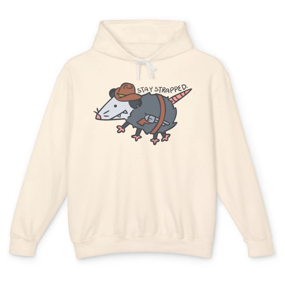 Retro Cowboy Opossum Stay Trapped Western Country Opossum Unisex Lightweight Hoodie