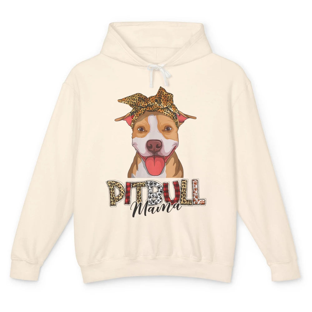 Cute Pitbull Mama Leopard Mothers Day Funny Pittie Women Dog Unisex Lightweight Hoodie