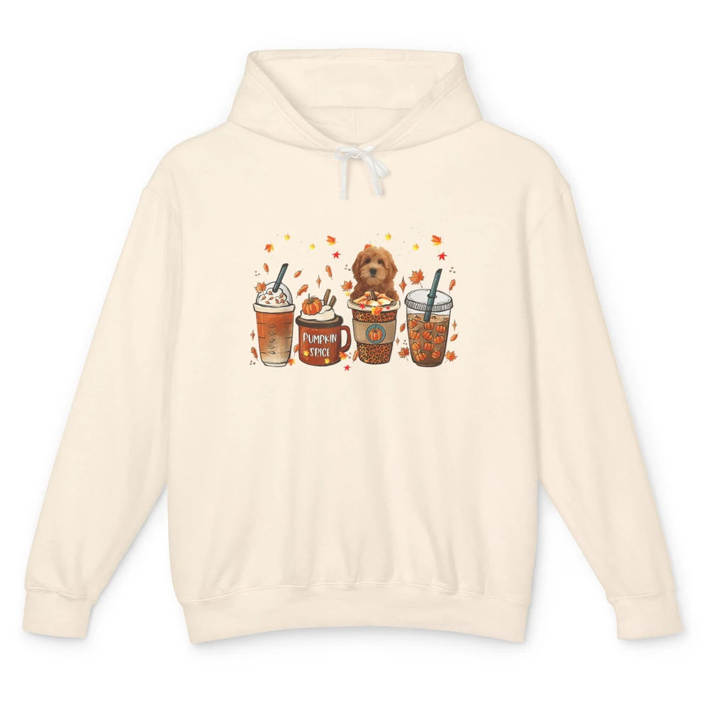 Golden Doodle Dog Fall Coffee Pumpkin Spice Dog Thanksgiving Unisex Lightweight Hoodie