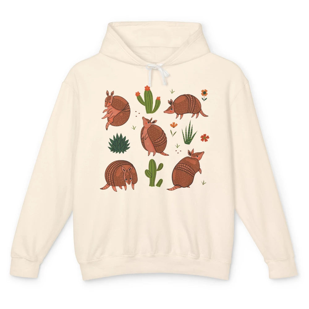 Retro Desert Armadillo Just An Armadillo Girl Western Animal Unisex Lightweight Hoodie