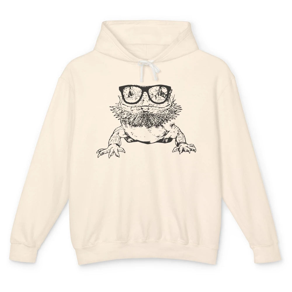 Funny Bearded Dragon Cute Reptile Lizard Nerdy Glass Animal Unisex Lightweight Hoodie