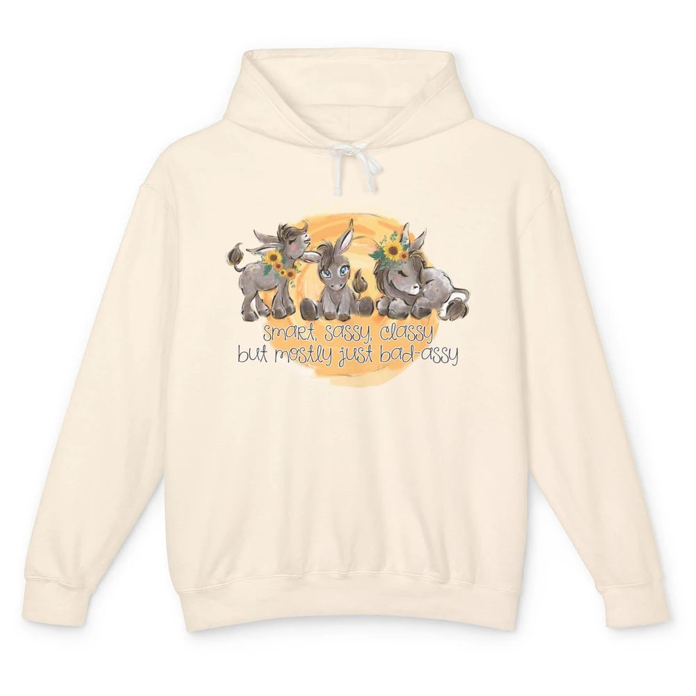 Cute Donkey Sunflower Sweet Sassy Classy Donkey Lovers Gift Unisex Lightweight Hoodie