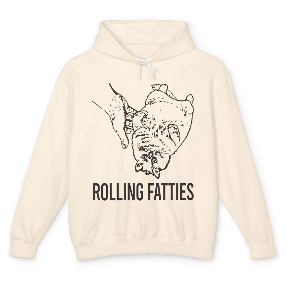 Rolling Fatties Funny Cat Cute Kitten Minimalist Graphic Paw Unisex Lightweight Hoodie