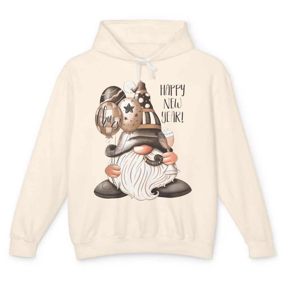 Happy New Year Gnome Champagne New Year Eve Cheer Gnomies Unisex Lightweight Hoodie