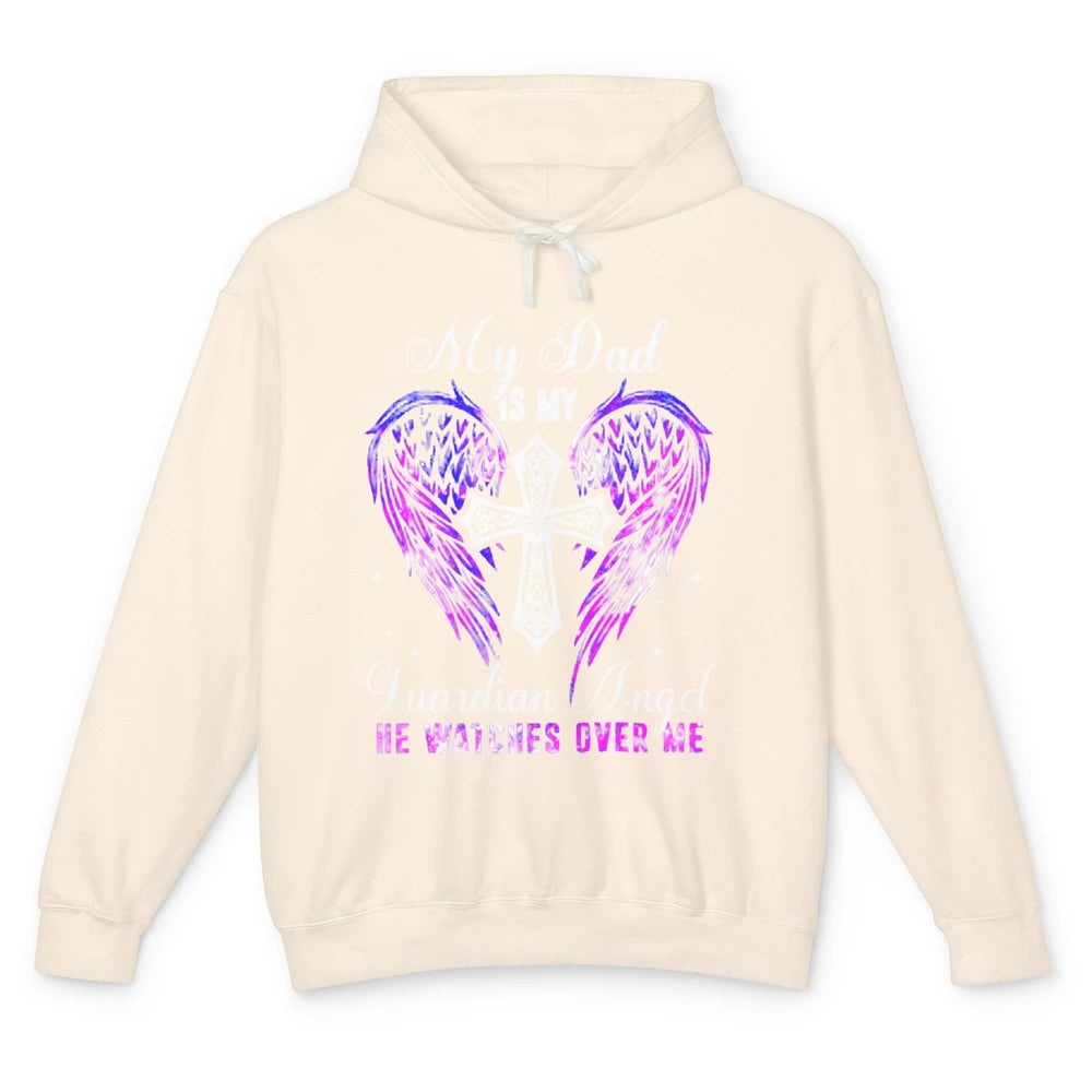 My Dad Is My Guardian Angel He Watches Over Me Angel Wings Unisex Lightweight Hoodie