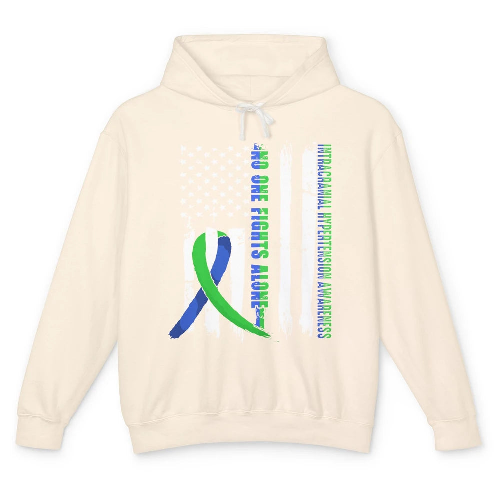 Intracranial Hypertension Ribbon No One Fight Alone US Flag Unisex Lightweight Hoodie