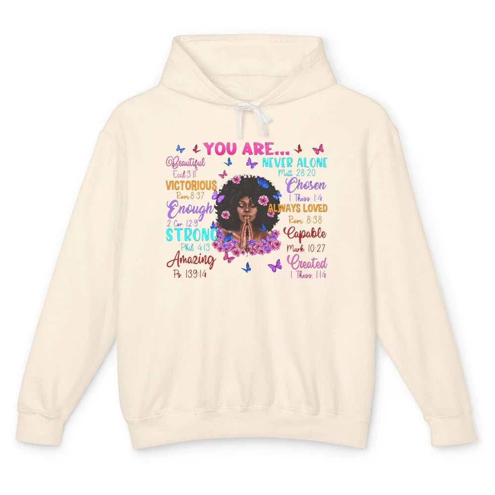 Afro Women Christian God Says I Am Bible Verse Religious Unisex Lightweight Hoodie