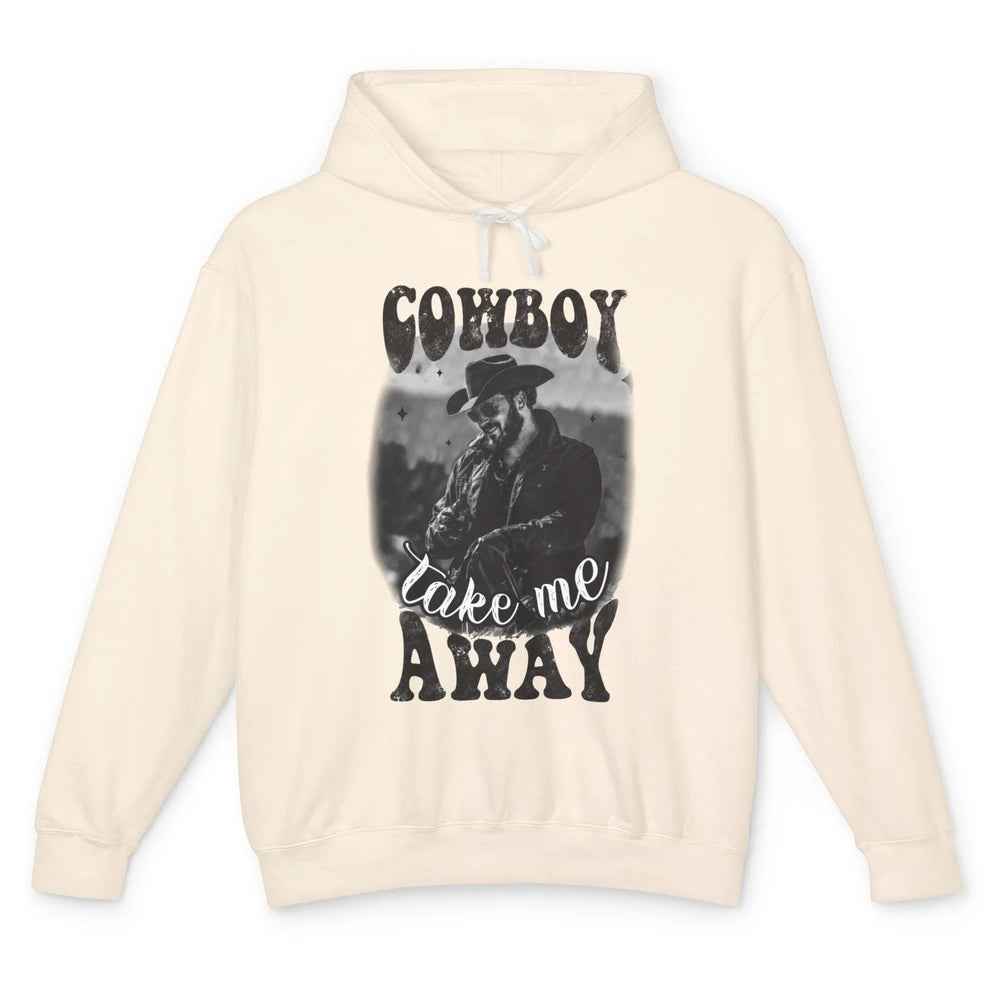 Retro Cowboy Take Me Away Western Country Music Cowboy Gift Unisex Lightweight Hoodie