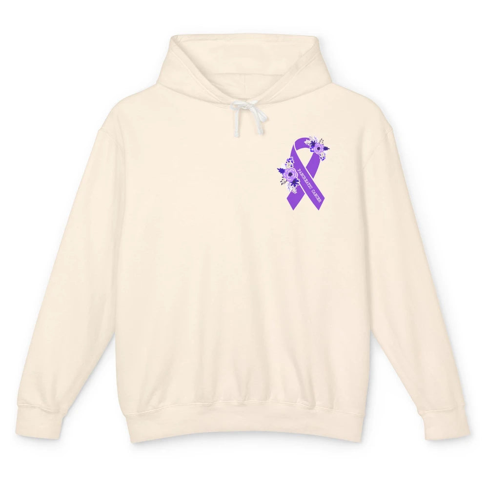 Pancreatic Cancer Awareness Floral Purple Ribbon Rainbow Unisex Lightweight Hoodie