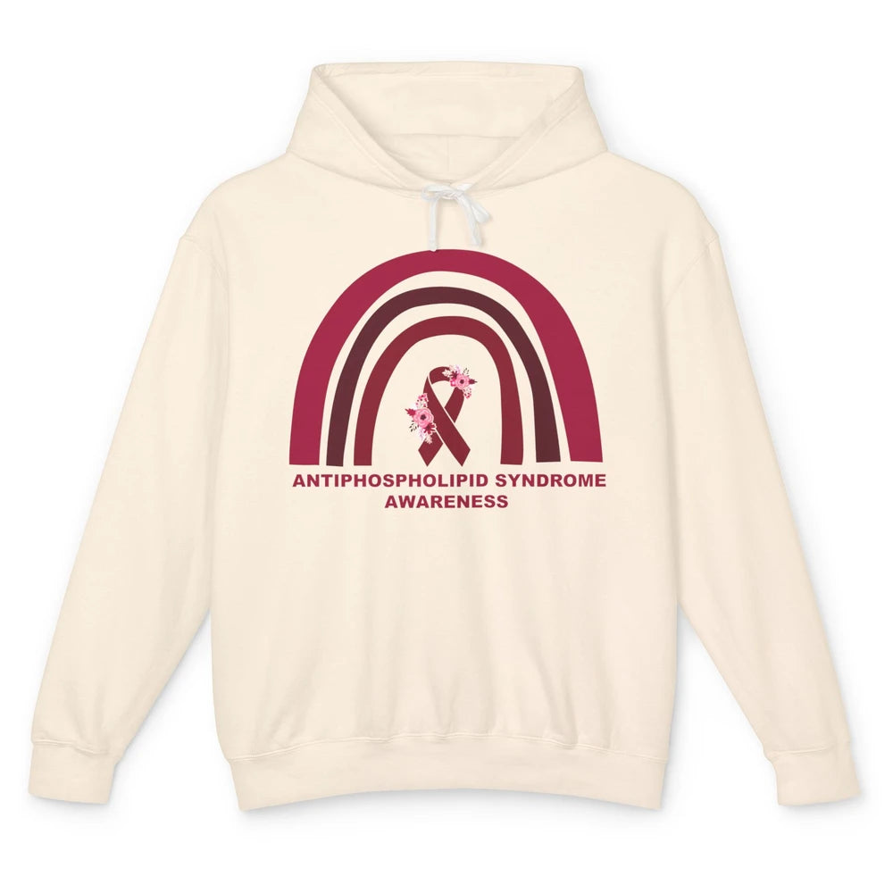 Antiphospholipid Syndrome Awareness APS Burgundy Rainbow Unisex Lightweight Hoodie