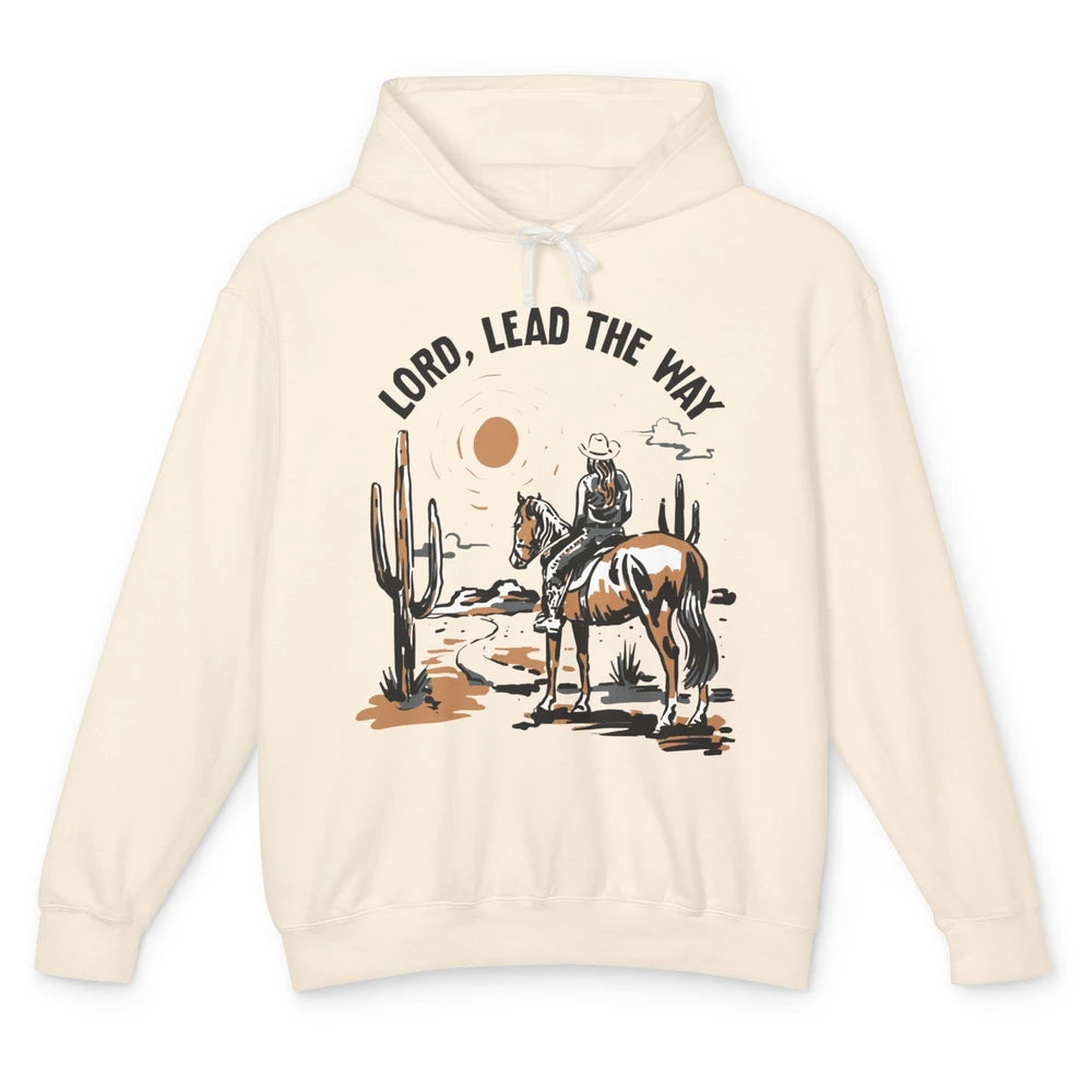 Retro Christian Cowgirl Lord Lead The Way Western Country Unisex Lightweight Hoodie