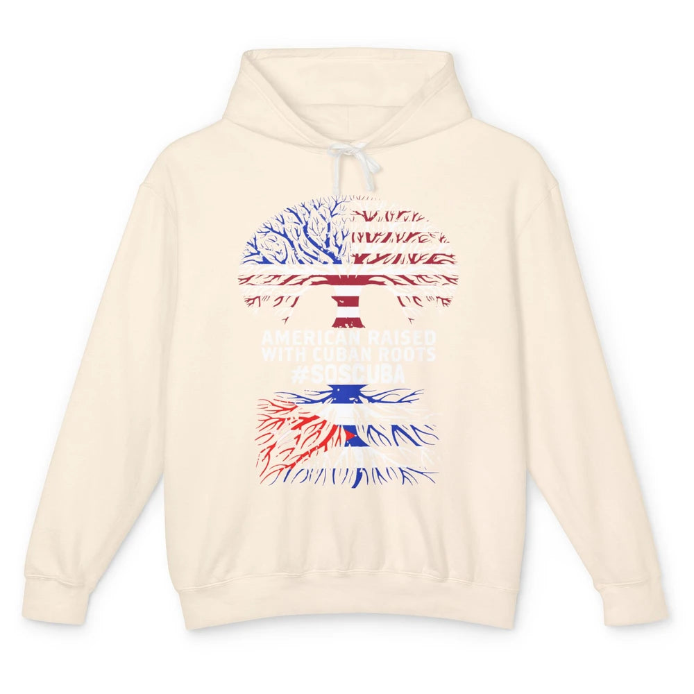 American Raised With Cuban Roots Cuban Flag Cuban Tree Unisex Lightweight Hoodie