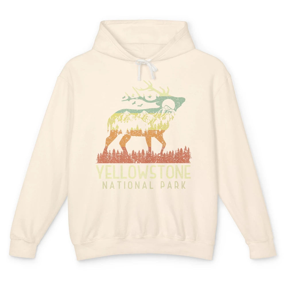 Yellowstone National Park Reindeer Mountains Vintage Outdoor Unisex Lightweight Hoodie