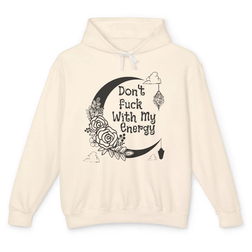 Retro Moon Witchy Don't Mess With My Energy Halloween Witch Unisex Lightweight Hoodie