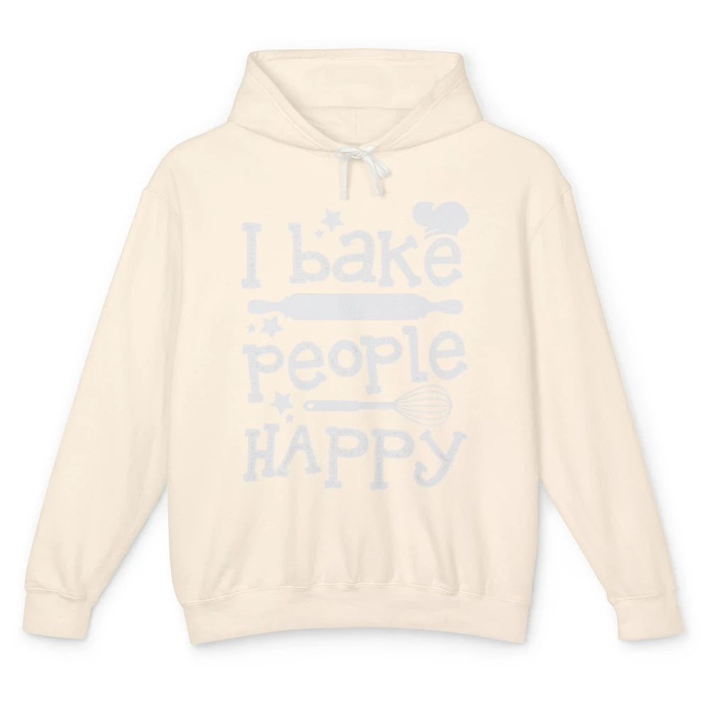 I Bake People Happy Chef Hat Baker Baking Retro Bakery Whisk Unisex Lightweight Hoodie