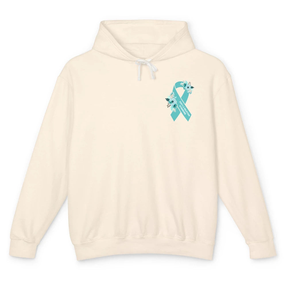 22q11.2 Deletion Syndrome Awareness Floral Teal Rainbow Unisex Lightweight Hoodie