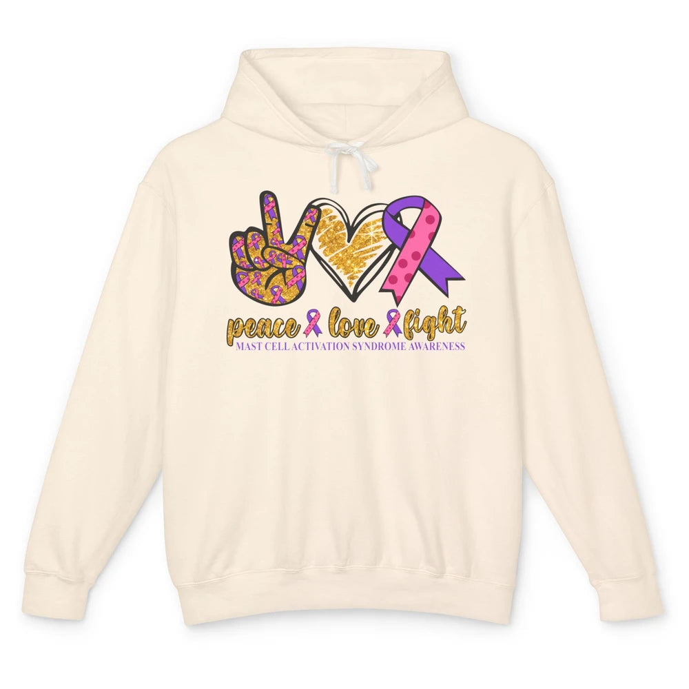 Mast Cell Activation Syndrome Awareness Peace Love Fight Unisex Lightweight Hoodie