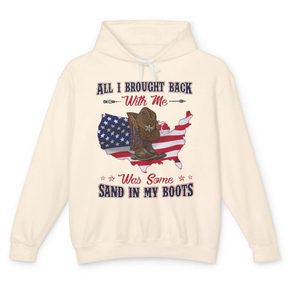 US Flag Cowboy Boots Sand In My Boot Western Country Cowgirl Unisex Lightweight Hoodie