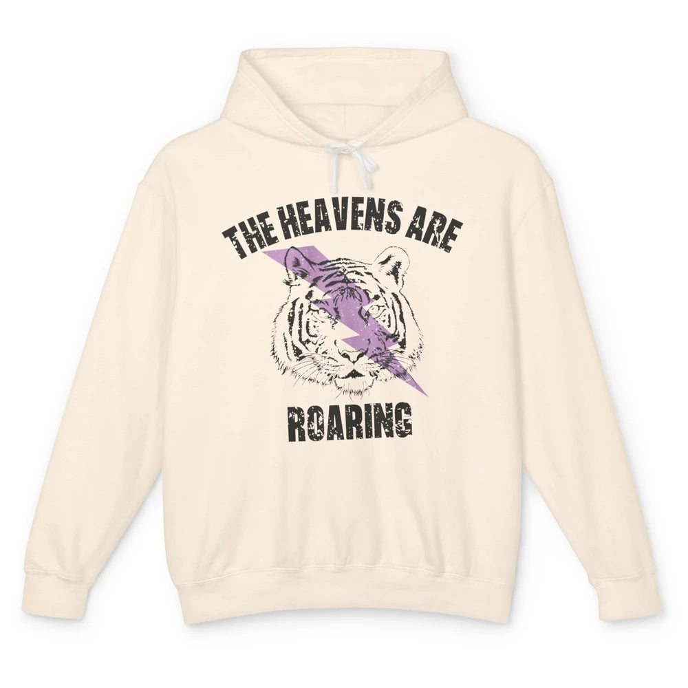 Lion Lightning Bolt Heavens Are Roaring Christian Catholic Unisex Lightweight Hoodie